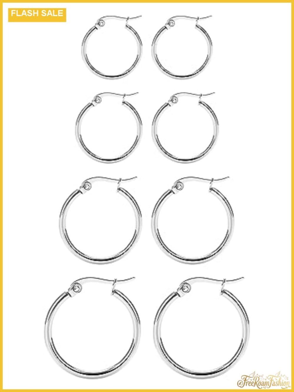 Hypoallergenic Titanium Hoop Earrings Set for Sensitive Ears - 4 Pairs